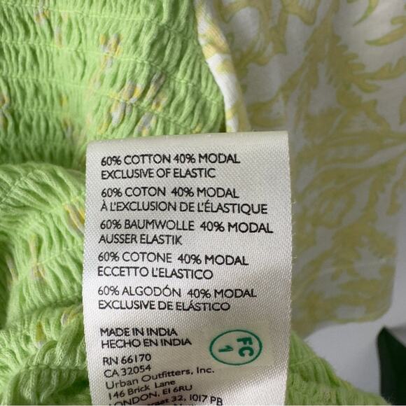 Free People Marigold Top in Key Lime Combo Smocked half Sleeve Cropped top green - Picture 11 of 13